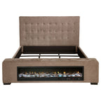 Senna Upholstered California King Audio Flame Visualizer Bed Brown