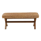 Bench With Water Hyacinth Seat - Brown