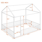 Metal Bed House Bed Frame With Fence