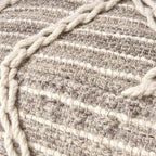 Modern Wool Rope Square Pouf Ottoman Floor Cushion - Gray / Ivory