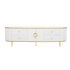Modern TV Stand For TVs Up To 80", Entertainment Center With 4 Drawers And 1 Cabinet, Wood TV Console Table With And Handles For Living Room - White
