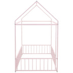 Metal Bed House Bed Frame With Fence
