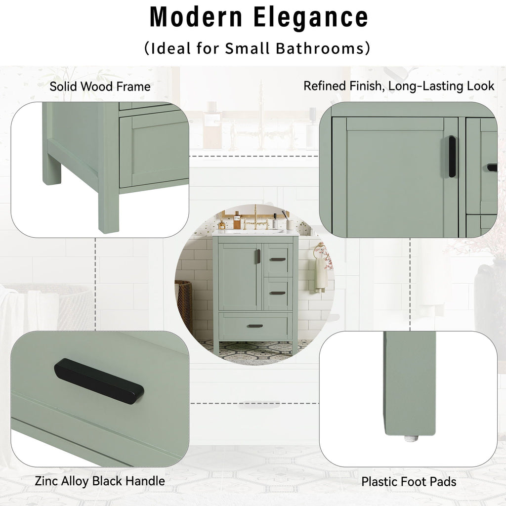 Bathroom Vanity With Sink, Soft-Close Doors, Double-Layer Shelf And 3 Drawers