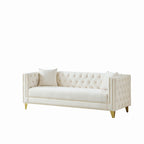 3 Seater Deep Seat Sofa, Sofa With Button Nailhead, Square Arm