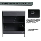 Modern Freestanding Bathroom Vanity With Resin Sink & Soft Close Cabinet Doors