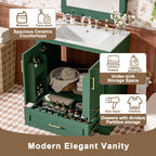 Bathroom Vanity With Sink, 1 Divided Drawer And 2 Soft Close Doors With Double Shelf