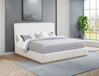 Knox Eastern King Bouclé Upholstered Platform Bed Cream