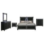 Ravenne 5-piece Velvet Upholstered California King LED Bedroom Set Black