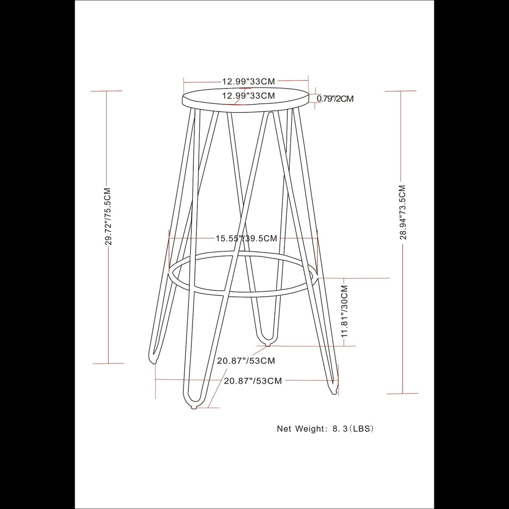 Simeon - Multifunctional Metal Stool With Wood Seat