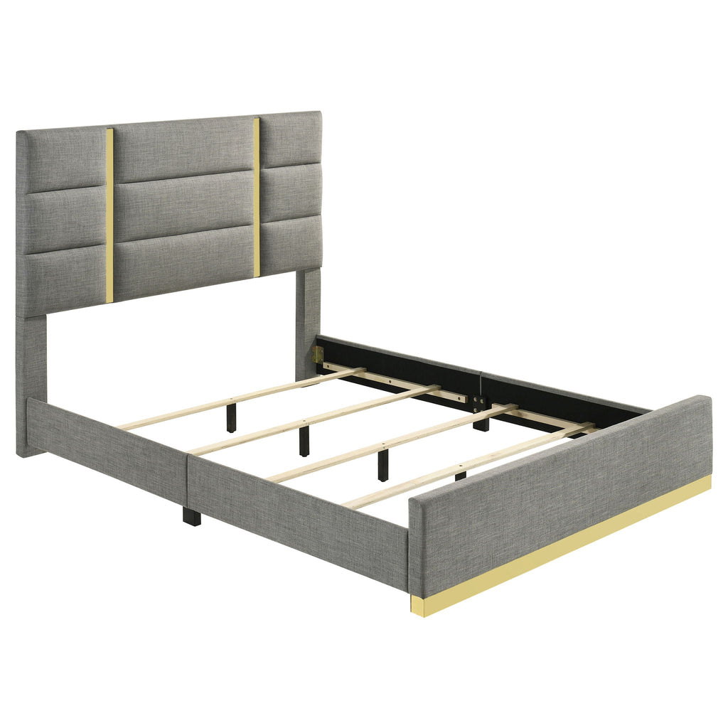 Ines 56-inch Fabric Upholstered Queen Panel Bed Grey