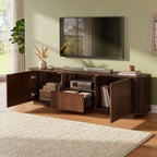 70" TV Stand With Ample Storage, Curved Corners - Dark Brown