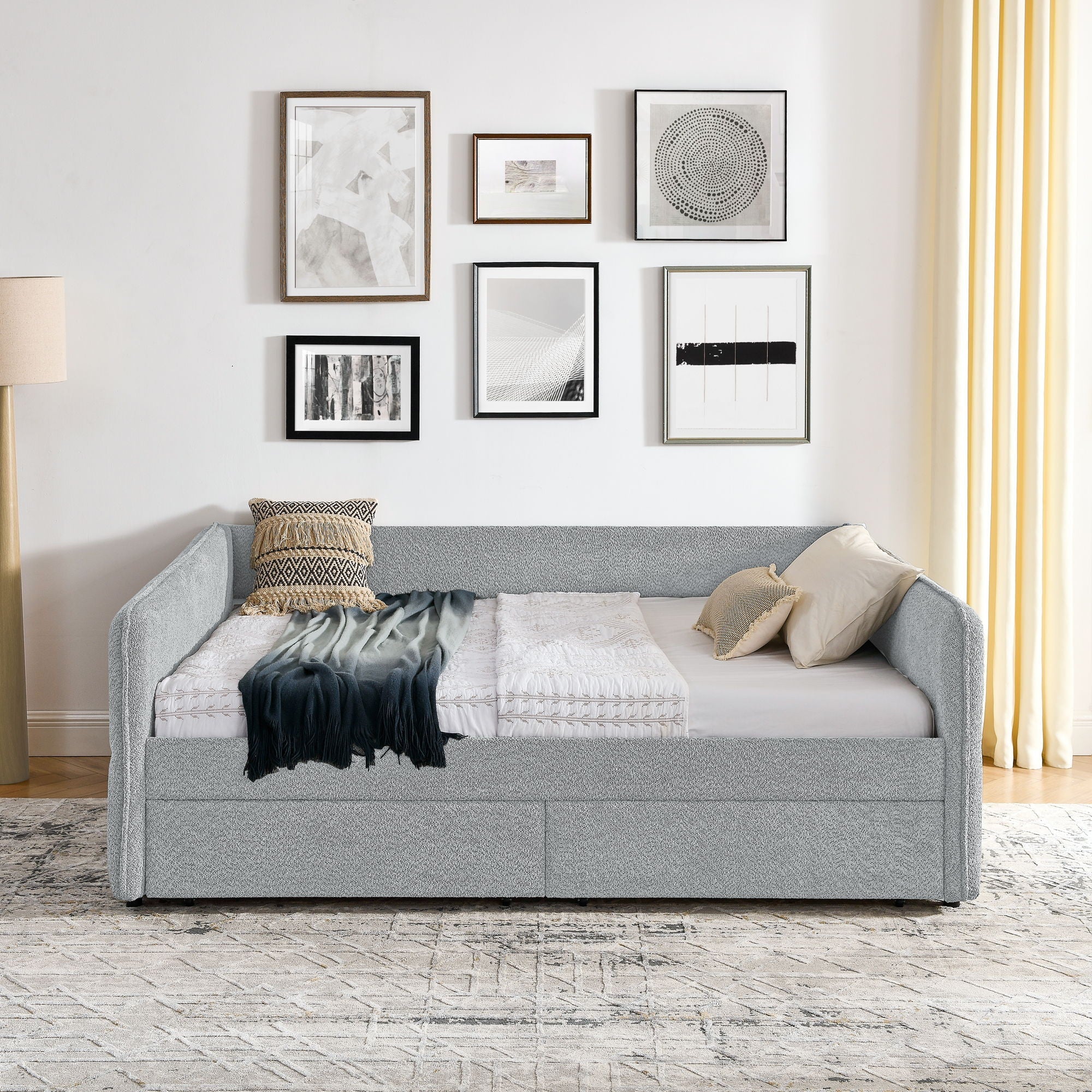 Upholstered Daybed & 2 Drawers