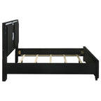 Ravenne Velvet Upholstered California King LED Panel Bed Black