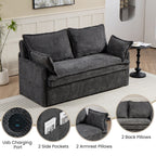 Pull Out Sofa Bed, Convertible Sleeper Sofa Couch, Side Storage, And USB / C - Type Charging Ports Chair
