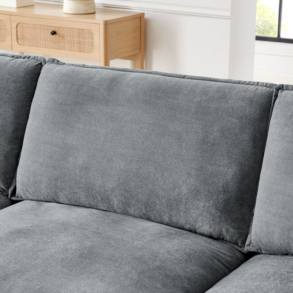L-Shaped Sectional Sofa With Ottoman, Convertible 4 Seater Couch
