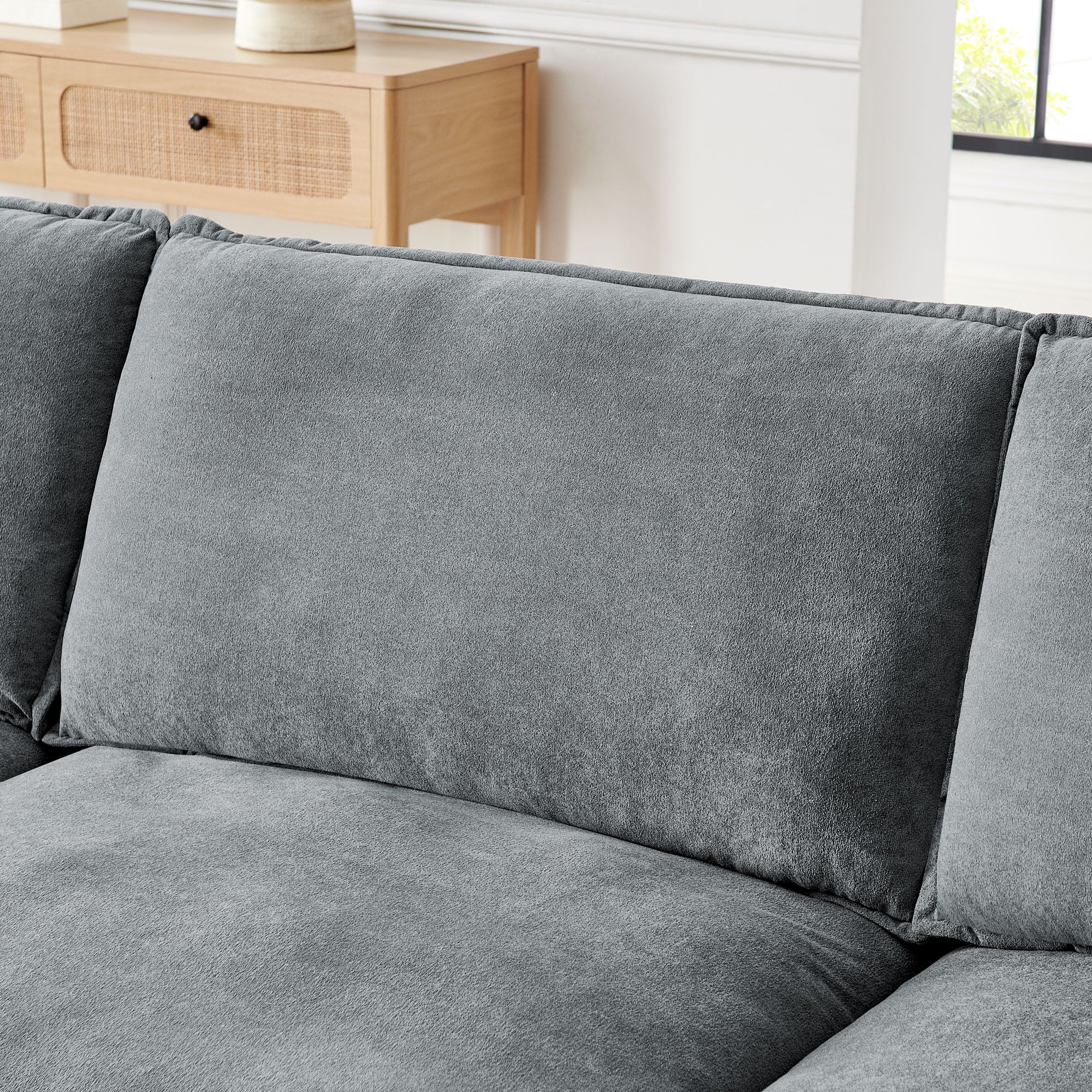 L-Shaped Sectional Sofa With Ottoman, Convertible 4 Seater Couch