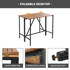 Outdoor Acacia Wood Bar Height Table And Eight Stools With Cushions