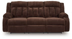 Free Wake - Reclining Power Sofa With Drop Down Table - Chocolate