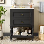 Bathroom Vanity With Sink, 2 Drawers Storage Cabinet, Open Shelf