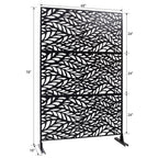 Outdoor & Indoor Privacy Screen Metal Privacy Screen, Freestanding Decorative Privacy Screen For Deck Balcony Patio - Black