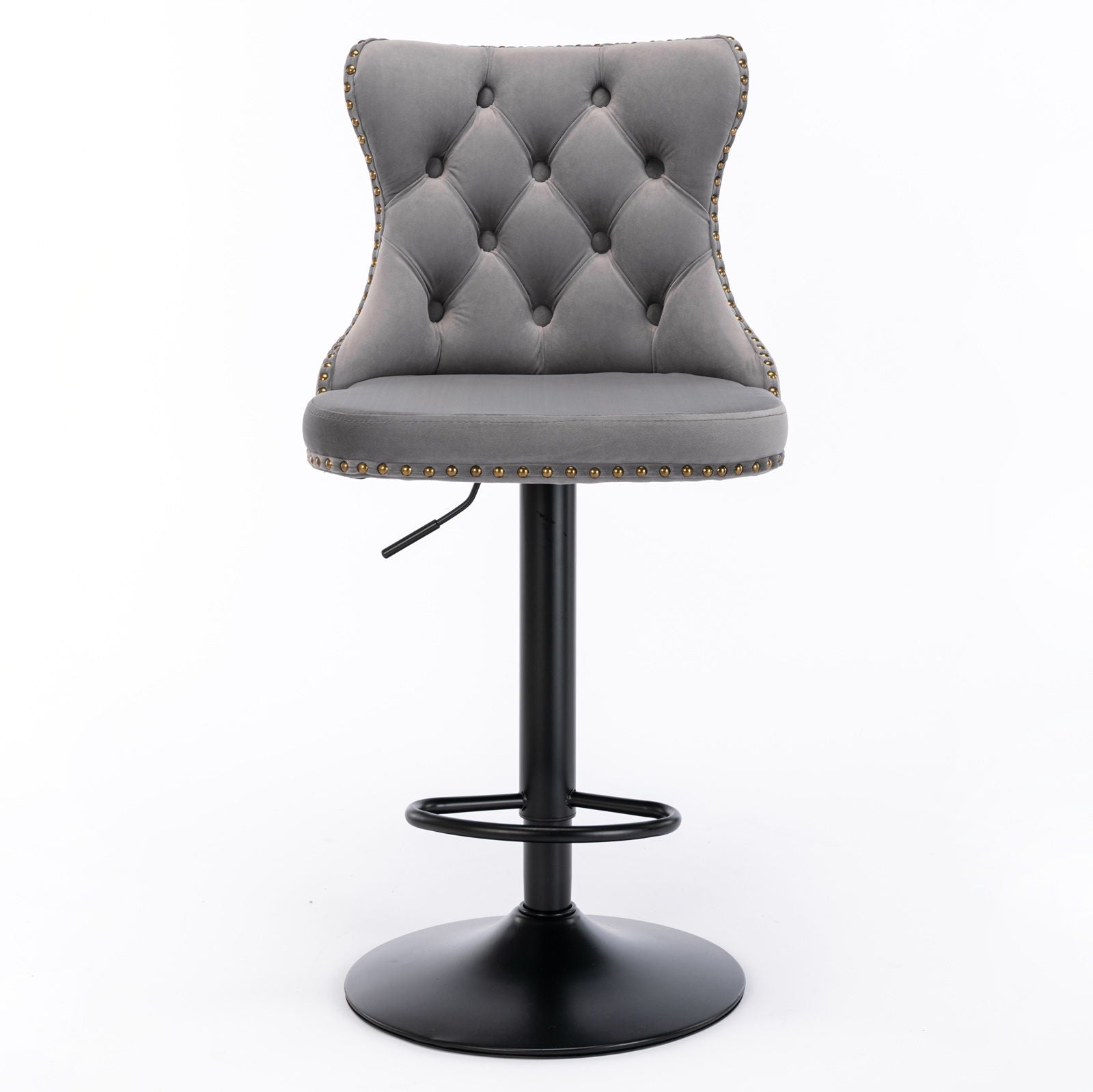 Swivel Barstools Adjusatble Seat Height, Modern Upholstered Bar Stools With Backs Comfortable Tufted For Home Pub And Kitchen Island (Set of 2)