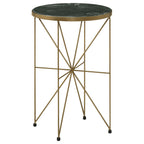 Eliska Round Green Marble Top Accent Side Table Antique Gold