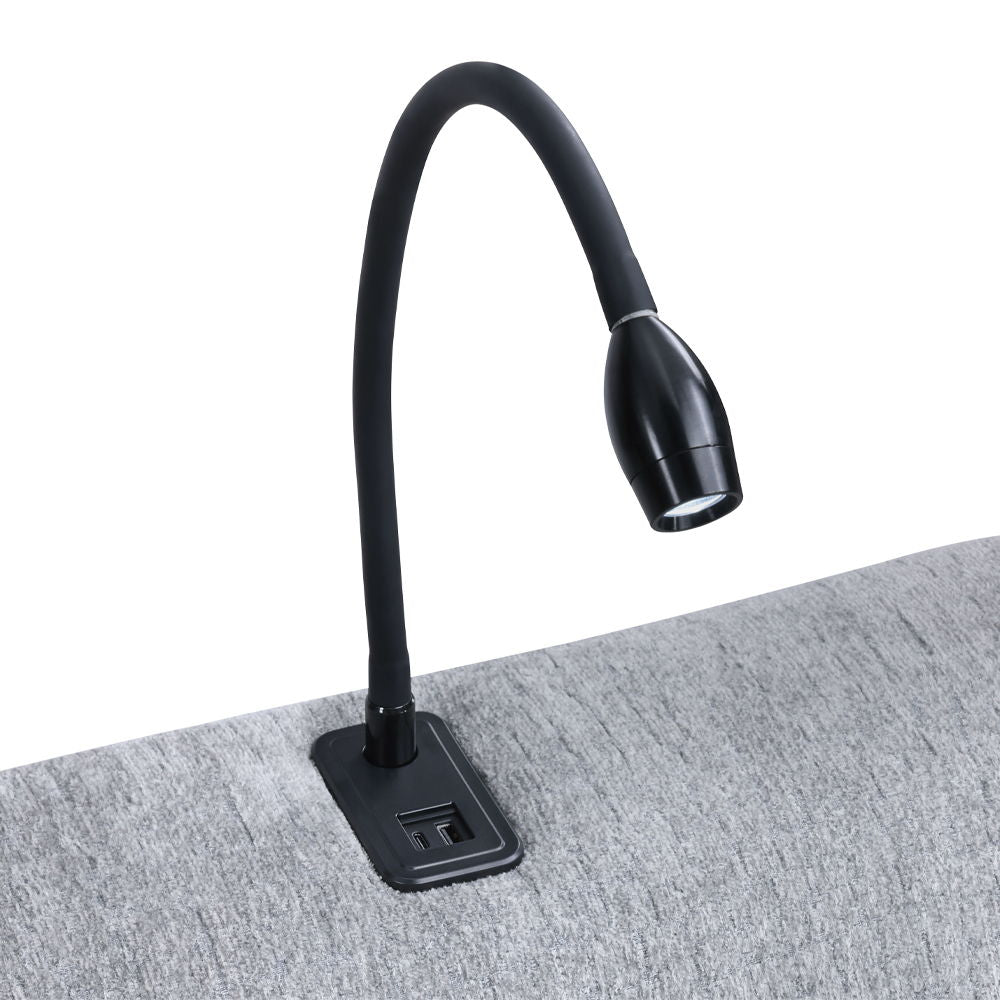 Fullar - Modular Console With Speaker & Cup Holder - Light Gary Chenille
