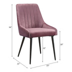 Riley - Side Chair (Set of 2) - Pink Fabric & Black