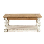 Rectangle Coffee Wooden Coffee Table, French Country Coffee Table - Brown / Antique White