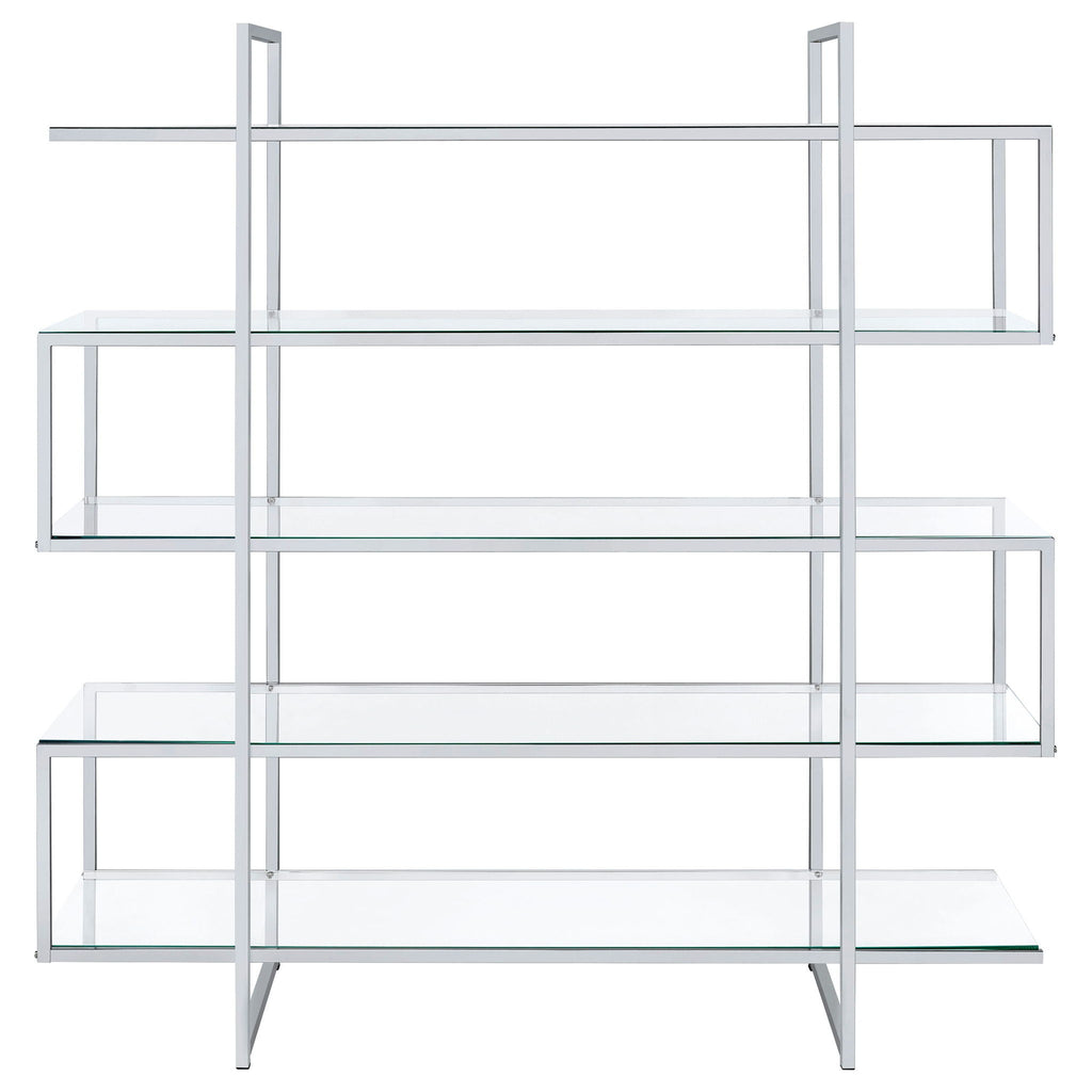 Elmer 63-inch 5-shelf Bookshelf Clear and Chrome
