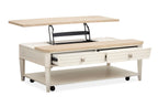 Echo Isles - Lift Top Storage Cocktail Table With Casters - Sea Pearl And Driftwood