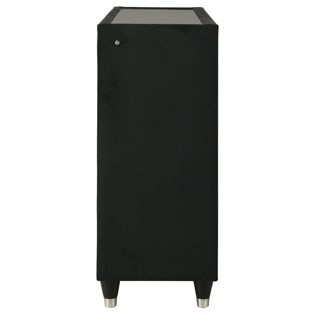 Ravenne 8-drawer Velvet Upholstered LED Dresser Cabinet Black