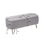 Storage Ottoman Bench For End Of Bed Legs, Modern Camel Faux Fur Entryway Bench Upholstered Padded With Storage For Living Room Bedroom