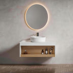 Floating Bathroom Vanity With Glossy Round Vessel Sink
