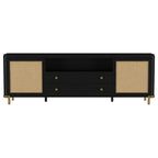 Arini Rattan Cane 2-door TV Stand Media Console Black