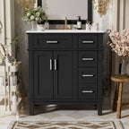 Modern Bathroom Vanity With Sink, Storage Cabinet, Soft Close Doors, Deep & Standard Drawers