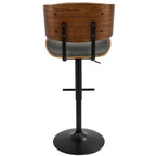 Lombardi - Mid Century Modern Adjustable Barstool With Swivel With Straight T Footrest (Set of 3)