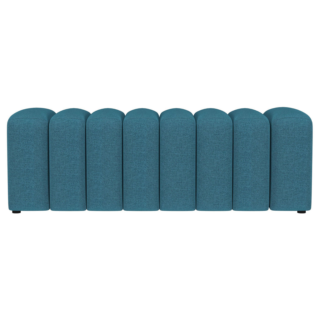 Summer Fabric Upholstered Tufted Accent Bench Peacock Blue