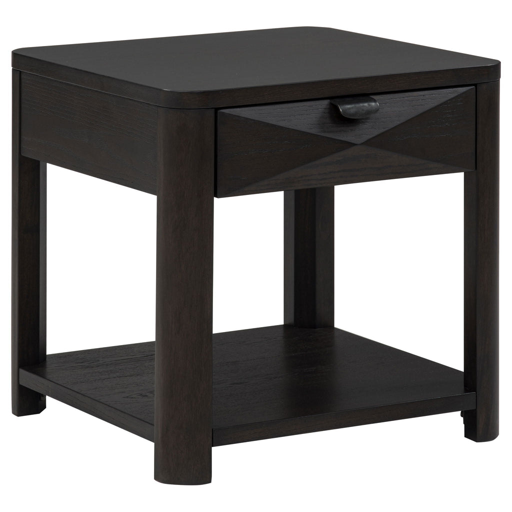 Marcelo Wood End Table with Drawer and Shelf Coffee