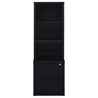 Westpark 3-shelf Bookcase USB and Lockable Drawer Black
