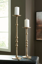 Larwick - Candle Holder Set (Set of 2) - Antique Brass Finish