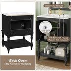 Modern Bathroom Vanity With Sink, Rectangular Cabinet With Open Shelf And Closed Storage