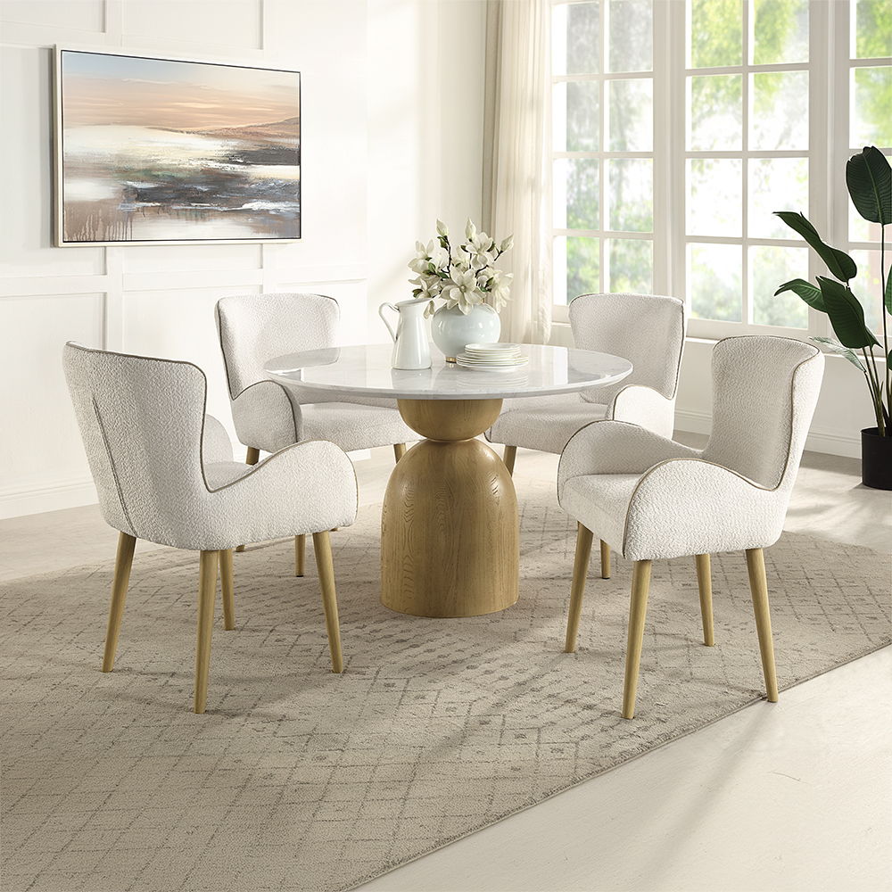 Adalynn - Side Chair (Set of 2) - Beige Boucle & Oak