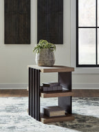 Rylandyn - Rectangular End Table - Black / Light Brown