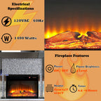 Noralie - 40" Fireplace - Mirrored & Faux Diamonds
