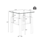 Modern Tempered Glass Tea Table, End Square Table For Living Room
