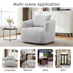360° Swivel Barrel Sofa Chair With Throw Pillow, Upholstered Accent Chair