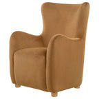 Thornton Velvet Upholstered Wingback Lounge Accent Chair Cognac