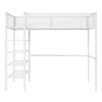 Loft Bed With 4 Tier Shelves And Storage