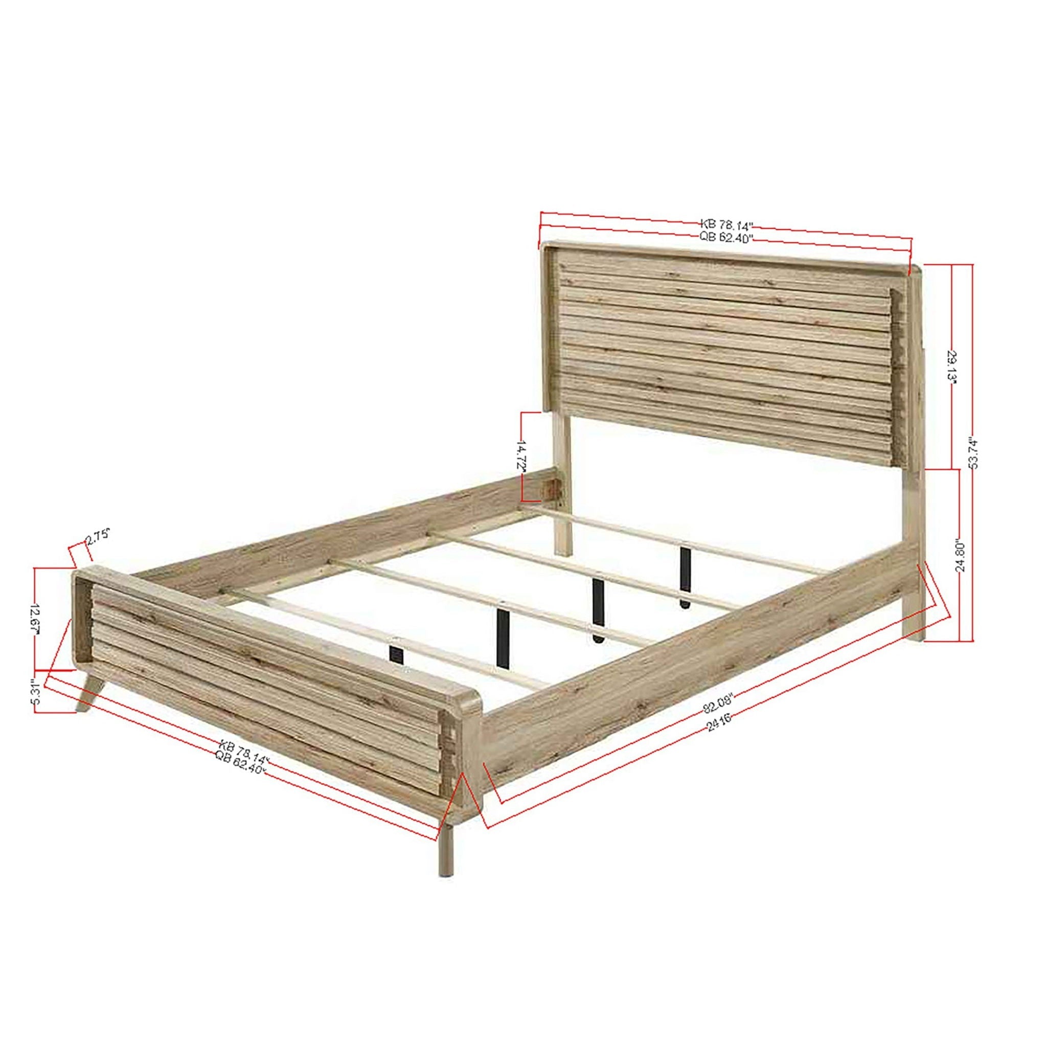 Panel Bed With Slatted Headboard And Footboard
